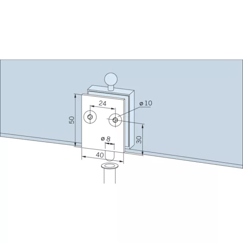 DORMA-Glas záróretesz 12.312 padlóhüvellyel 8 mm üveghez ezüst eloxált