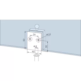   DORMA-Glas záróretesz 12.315 padlóhüvellyel 10 mm vastag üveghez ezüst eloxált