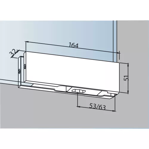 DORMA-Glas alsó sarokvasalat PT 10 üveg 10 mm ezüst eloxált (03.100)