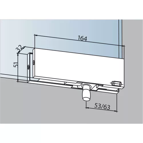 DORMA-Glas felülvilágító vasalat PT 30 ? 15 mm csappal nemesacél (03.120)