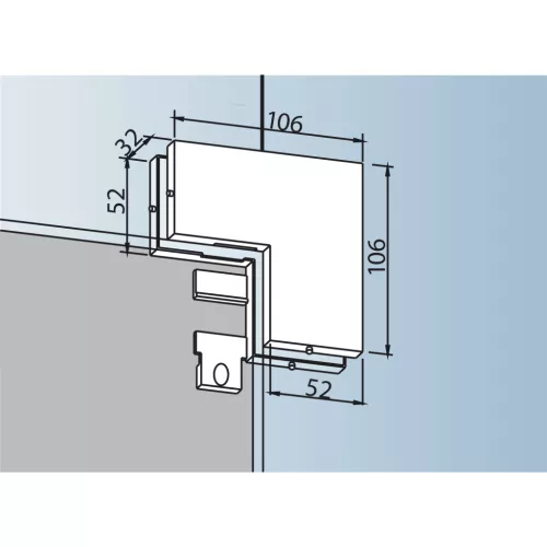 sarokösszekötő PT60 10 mm üveg alumínium ezüst eloxált (03.150)