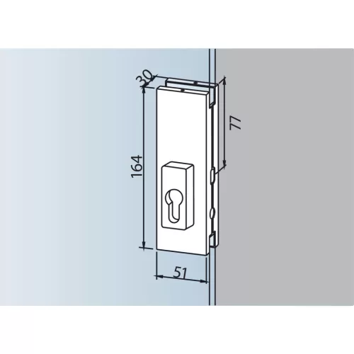 DORMA-Glas középzár US 20 PZ előfúrt üvegvastagság 10 mm nemesacél (03.215)