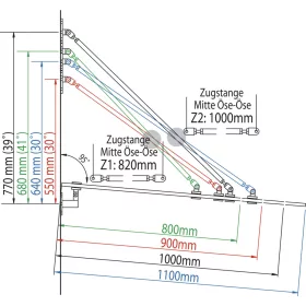 Üveg előtető GLVS I üvegmélység 1100 mm nemesacél