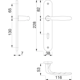   HOPPE ROISSY hosszúpajzsos kilincsgarnitúra 90 mm sárgaréz matt BB