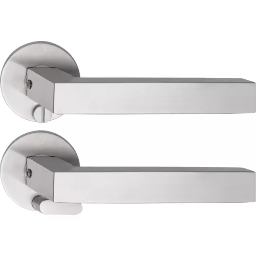 Solido laposrozettás kilincsgarnitúra MALMÖ Solo kerek WC vésznyitó nemesacél