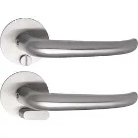   Solido laposrozettás kilincsgarnitúra BELFAST Solo kerek WC vésznyitó nemesacél