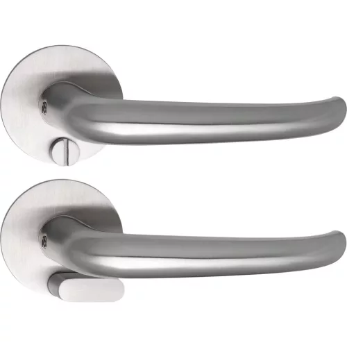 Solido laposrozettás kilincsgarnitúra BELFAST Solo kerek WC vésznyitó nemesacél