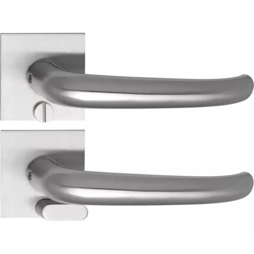 Solido laposrozettás kilincsgarnitúra BELFAST Solo szögletes WC vésznyitó nemesacél