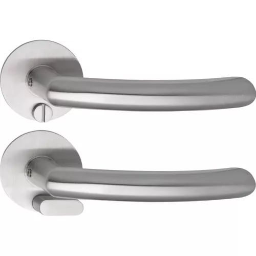 Solido laposrozettás kilincsgarnitúra HELSINKI Solo kerek WC vésznyitó nemesacél