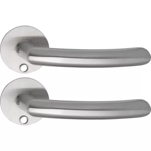 Solido laposrozettás kilincsgarnitúra HELSINKI Solo kerek kulcshoz rozsdamentes