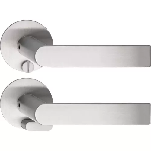 Solido vésznyitós kilincsgarnitúra DOVER kerek lapos WC rozsdamentes