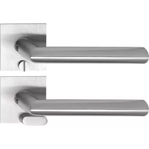 Solido laposrozettás kilincsgarnitúra GLASGOW Solo szögletes WC vésznyitónemesacél