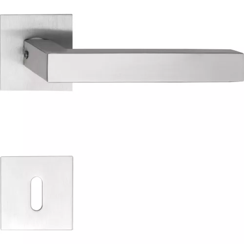 Marchesi rozettás kilincsgarnitúra MALMÖ lapos rozettás szögletes BB rozsdamentes matt