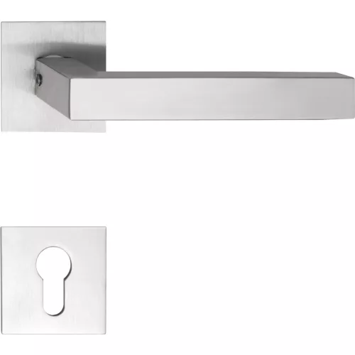 Marchesi rozettás kilincsgarnitúra MALMÖ lapos rozettás szögletes PZ rozsdamentes matt