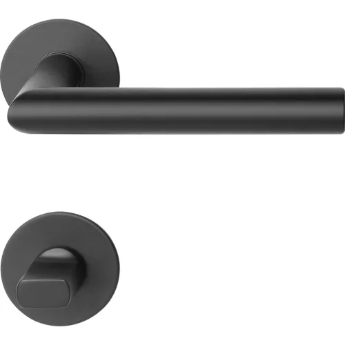 Marchesi laposrozettás kilincsgarnitúra NORWEGEN WC kerek nemesacél fekete