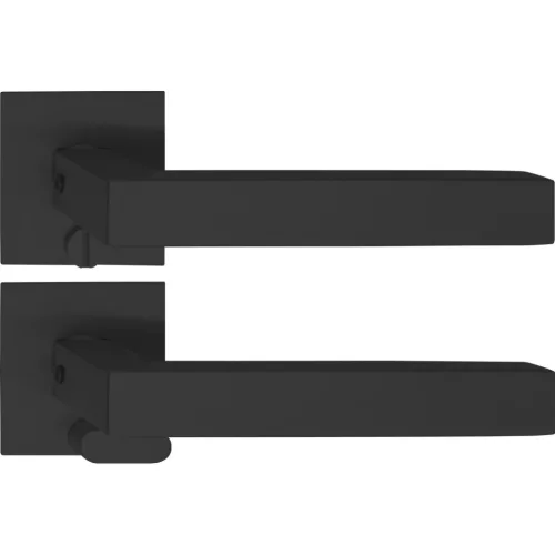 Solido laposrozettás kilincsgarnitúra MALMÖ Solo rozetta szögletes WC vésznyitó fekete