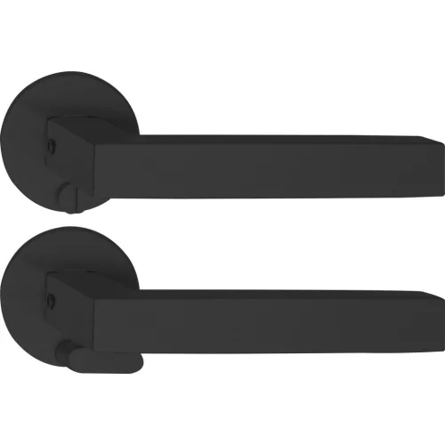 Solido laposrozettás kilincsgarnitúra MALMÖ Solo lapos rozetta kerek WC vésznyitó fekete