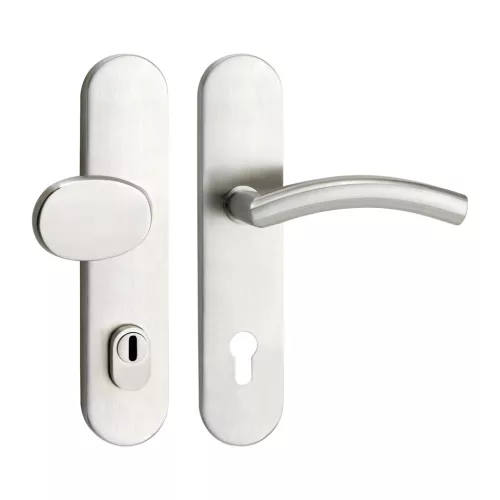 Marchesi hosszúpajzsos Biztonsági gombos garnitúra NEW YORK PZ 88 jobbos cilinder védővel matt