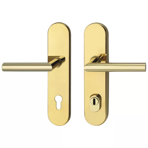 Marchesi pajzsos Biztonsági kilincsgarnitúra GEHRUNG PZ 88 ajtóv.választható cilinder védővel PVD