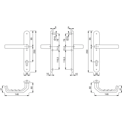 HOPPE LIVERPOOL biztonsági kilincsgarnitúra PZ92 77-82 mm nemesacél