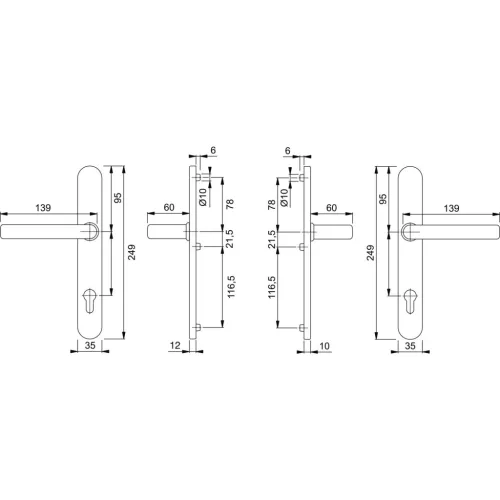 HOPPE LIVERPOOL biztonsági kilincsgarnitúra PZ92 77-82 mm sárgaréz