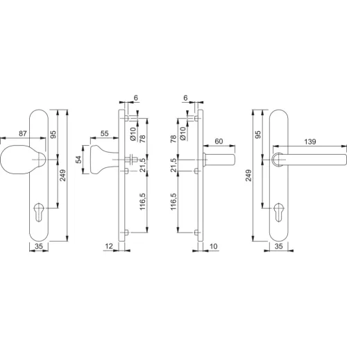 HOPPE LIVERPOOL biztonsági gomb/kilincs garnitúra PZ92 77-82 mm matt