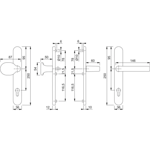 HOPPE LIVERPOOL gomb/kilincs garnitúra PZ92 77-82 mm ezüst
