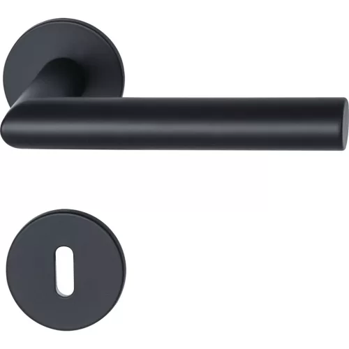 Marchesi rozettás kilincsgarnitúra GEHRUNG lapos rozettán BBmatt fekete nemesacél