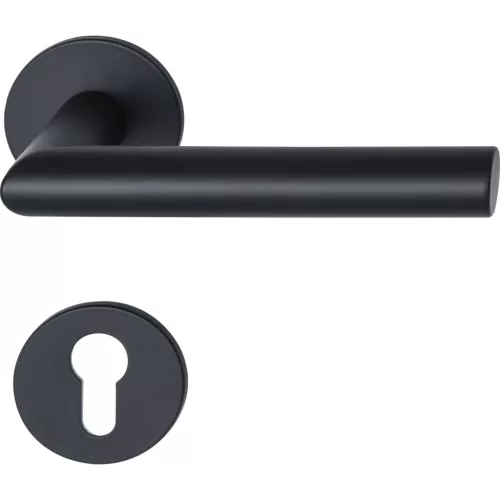 Marchesi rozettás kilincsgarnitúra GEHRUNG lapos rozettán PZ rozsdamentes fekete matt