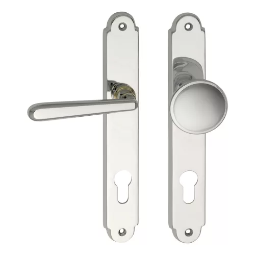 Marchesi hosszúpajzsos kilincsgarnitúra FH ALT-WIEN pajzs PZ 88 bal krómozott sárgaréz