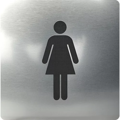 Hölgy WC szimbólum öntapadó 100 x 100 mm műanyag nemesacél hatású