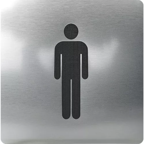 Férfi WC szimbólum öntapadó 100 x 100 mm műanyag nemesacél hatású