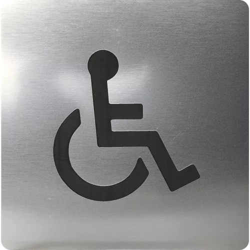 WC szimbólum kerekesszék öntapadó 100 x 100 mm műanyag nemesacél hatású