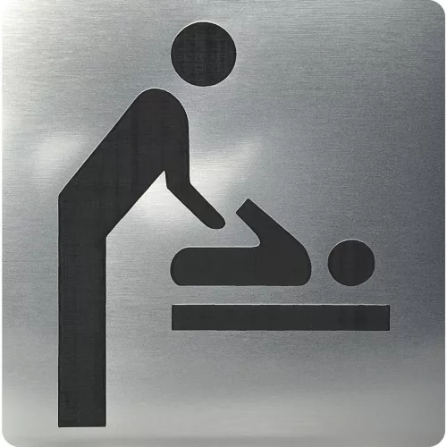 WC szimbólum pelenkázó öntapadó 100 x 100 mm műanyag nemesacél hatású