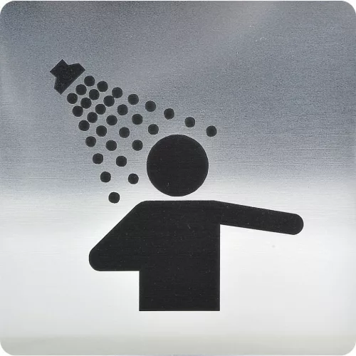WC szimbólum tusoló öntapadó 100 x 100 mm műanyag nemesacél hatású