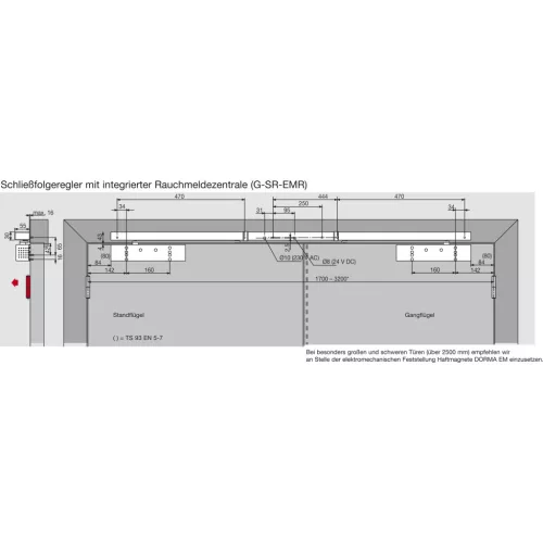 Ajtócsukó TS 93B GSR-EMR2-V EN 2-5 2-szárnyú csúszósínnel ezüst