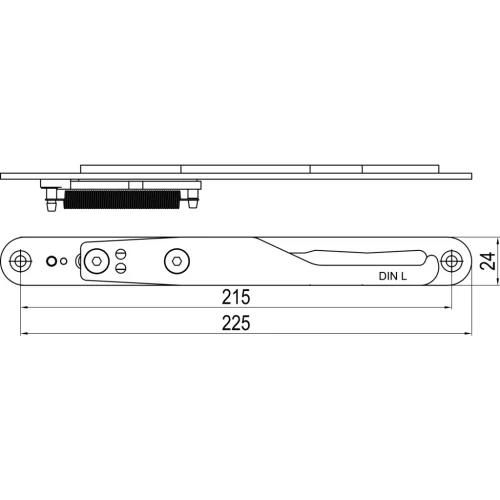 IMH-ABS vezető kampó GF UNI 24 V Gr.1 225 x 24 mm fekete horganyzott DIN bal