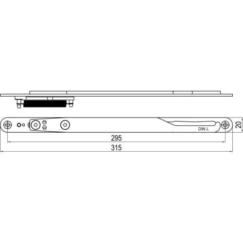 IMH-ABS vezető kampó GF UNI 20 V Gr.2 315 x 20 mm fekete horganyzott DIN bal