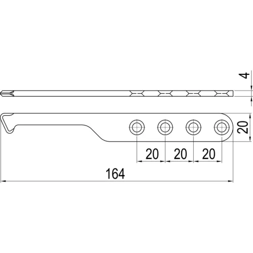 IMH-ABS vezető kampó SF164 x 20 x 4 mmuniverzálisDIN fekete horganyzott