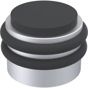   KWS padló- és fali ajtóütköző 2053 gumi fekete átmérő 42 mm alu ezüst eloxált