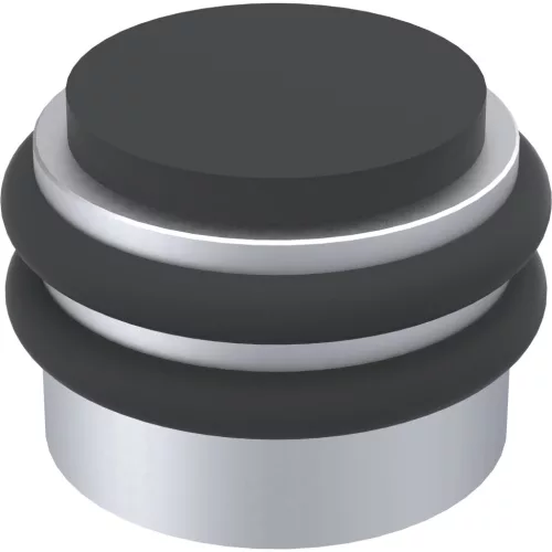 KWS padló- és fali ajtóütköző 2053 gumi fekete átmérő 42 mm alu ezüst eloxált