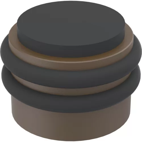 KWS padló- és fali ajtóütköző 2053gumi fekete átmérő42mm alu sötétbarna eloxált