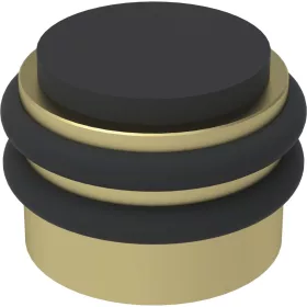   KWS padló- és fali ajtóütköző 2053 gumi fekete átmérő 42 mm sárgaréz matt