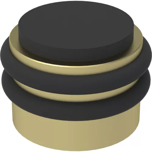 KWS padló- és fali ajtóütköző 2053 gumi fekete átmérő 42 mm sárgaréz matt