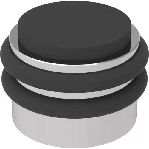 KWS padló- és fali ajtóütköző 2053 gumi fekete átmérő 42 mm nemesacél fényes