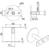 Lépcsőkorláttartó lapos rozetta ? 61 mm faltáv.  58 mm nemesacél