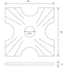 Díszrozetta (gerendaalátét) 70x70x4 mm furat-átmérő 13 mm fekete porszórt acél