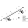 SOLIDO 100 üveg tolóajtó vasalat pontrögz. 8 - 1076 mm ezüst eloxált vezető