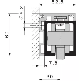   HAWA-Junior 120 szögprofil falra/üvegre szerelhető 42mm-es ajtóvastagság. ezüst