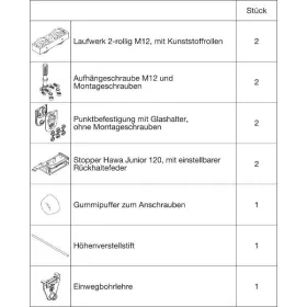   HAWA Junior 120/GP vasalatszett üveg ESG/VSG 8-12mmsín nélkül